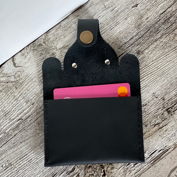 Handmade Black Leather Card Holder Elephant - Picture 4 of 5